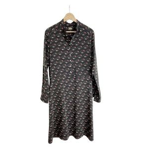 A.P.C. + Vanessa Seward Black Silk Midi Shirt Dress Small